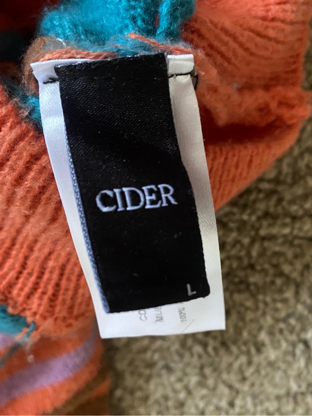 Cider Teal and Coral Colorblock Knit Crew Sweater - Picture 3 of 3